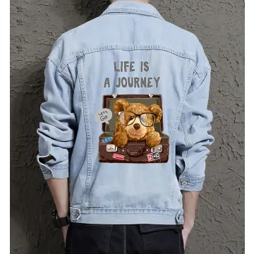 Teddy Life Is a Journey Jean Jacket for Men – Gift for Boyfriends – Graduation Present - Light Blue - Main View