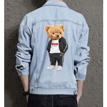Teddy Love Yourself Jean Jacket for Men – Gift for Boyfriends – Birthday Present - Light Blue - Main View