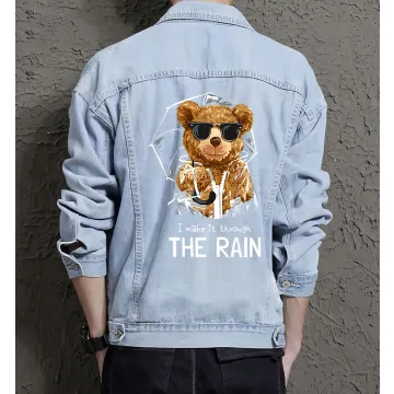 Teddy Made It Through the Rain Jean Jacket for Men – Gift for Boyfriends – Christmas Gift - Light Blue - Main View
