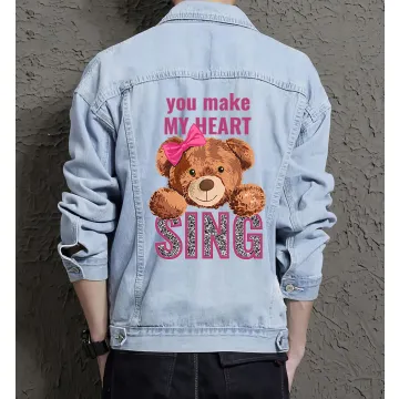 Teddy Made My Heart Sing Jean Jacket for Men – Gift for Boyfriends – Christmas Gift - Light Blue - Main View