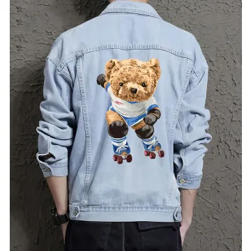 Teddy Skiing Jean Jacket for Men – Gift for Teen Boys – Christmas Gift - Light Blue - Main View