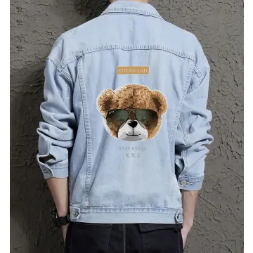 Teddy Stay Relax Jean Jacket for Men – Gift for Streetwear Fans – Christmas Gift - Light Blue - Main View