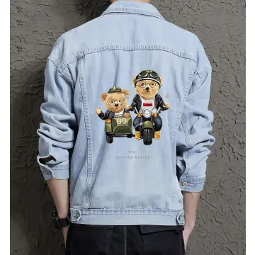 Teddy the Journeybegin Jean Jacket for Men – Gift for Streetwear Fans – Birthday Present - Light Blue - Main View