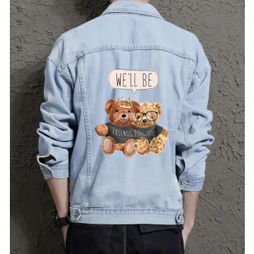 Teddy Will Be Friendver Jean Jacket for Men – Gift for Streetwear Fans – Birthday Present - Light Blue - Main View