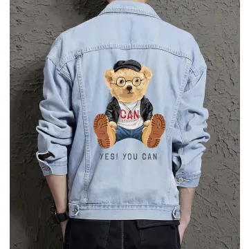 Teddy Yes Youcan Jean Jacket for Men – Gift for Boyfriends – Birthday Present - Light Blue - Main View