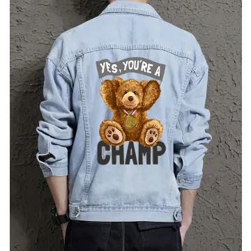 Teddy Youre a Champ Jean Jacket for Men – Gift for Teen Boys – Birthday Present - Light Blue - Main View
