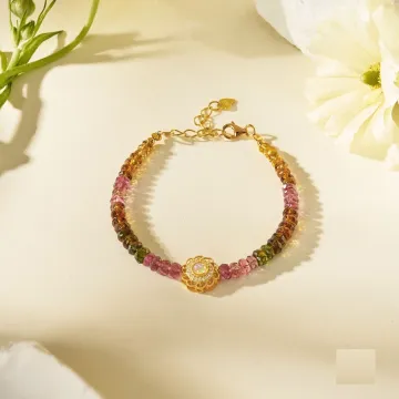 Tourmaline Healing Bracelet for Women – Energy-boosting Crystal Gift for Calm & Protection, Positive Vibes and Self-care –  – Main View