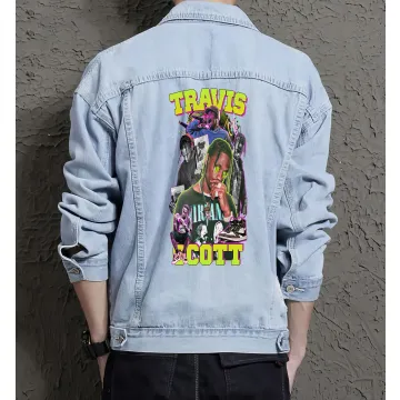 Travis Bootlegdesign Jean Jacket for Men – Gift for Streetwear Fans – Birthday Present - Light Blue - Main View