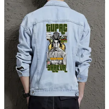 Tupa Jean Jacket for Men – Gift for Streetwear Fans – Birthday Present - Light Blue - Main View