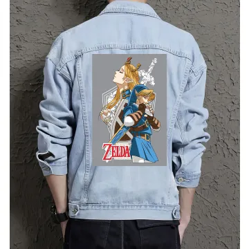 Zelda Retro Denim Jacket - Perfect Gift for Gamers - Stylish Outerwear for Men - Birthday Present - Light Blue - Main View
