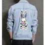Bunny Rabbit Men's Denim Outerwear for Grandson - Minimalist Design with Casual Meetups - Gift Idea for Father's Day Urban Men