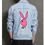 Bunny Rabbit Men's Street Style Denim Jacket - Gift for Fashion Lover on Button Closure - Casual Meetups Style for Father's Day - Urban Men