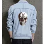Skull Men's Street Style Denim Jacket - Perfect Present for Son - Everyday Style - for Shopping Days - Valentine's Day Gift
